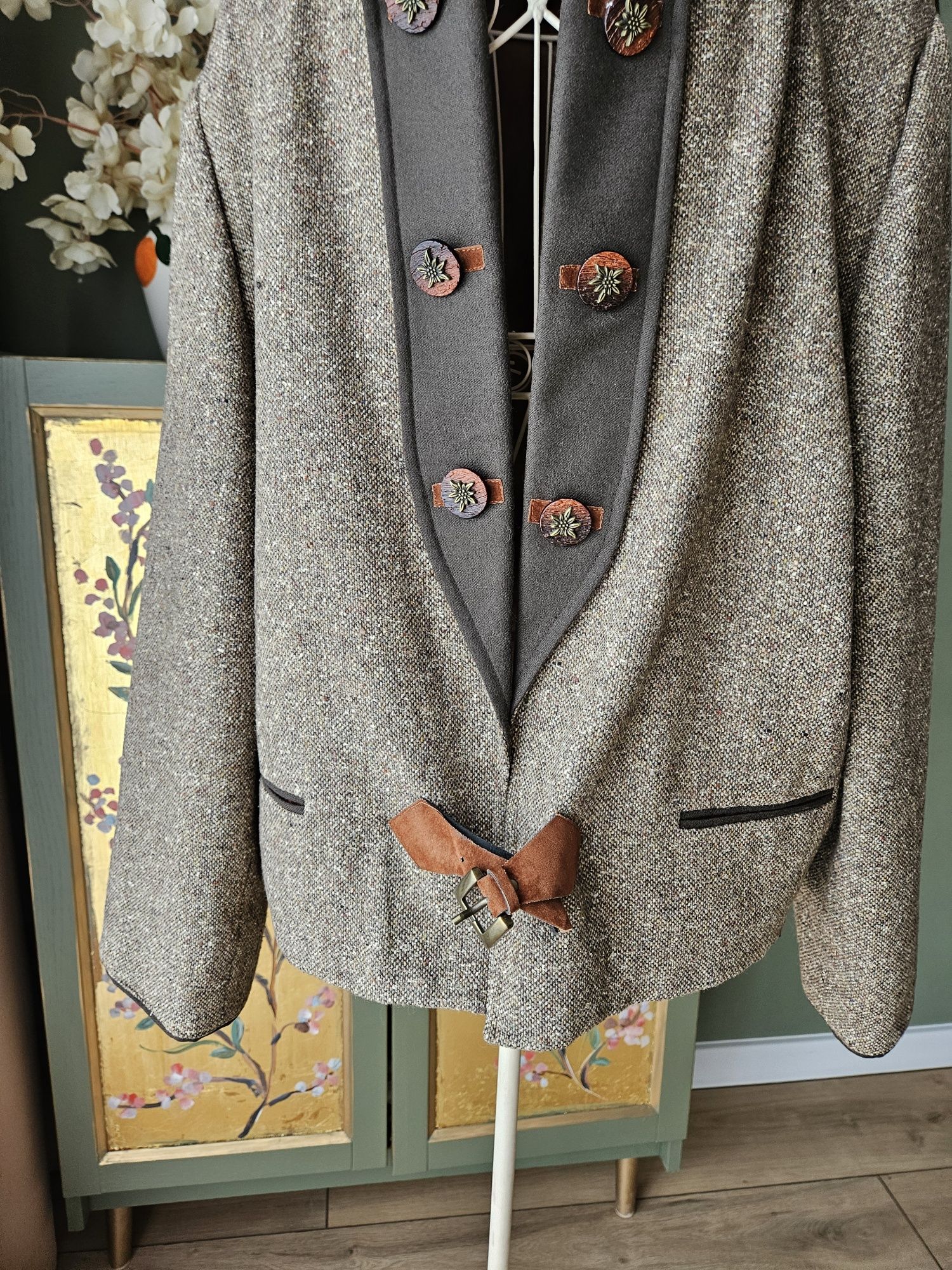 Marynarka Damska Vintage Tweed Trachten folk C&A  xXL