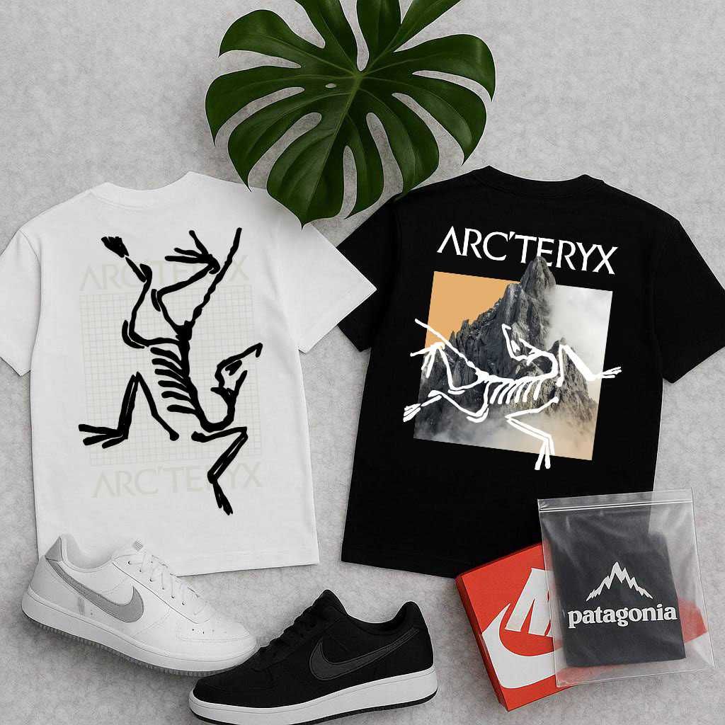 Черная / Белая • Футболка ARCTERYX GorpCore • ХС С М Л ХЛ • Big Logo