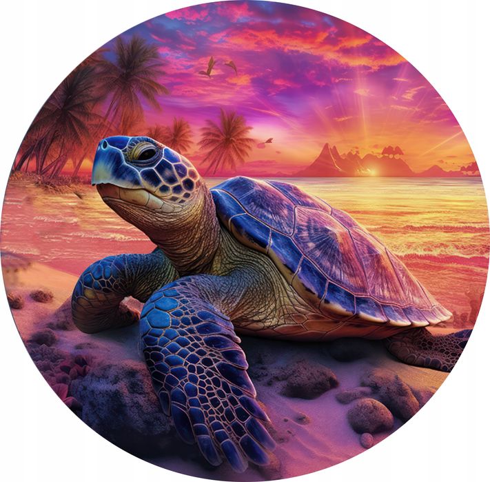 Podkładki ceramiczne pod kubek x4 wakacyjny full print Żółw