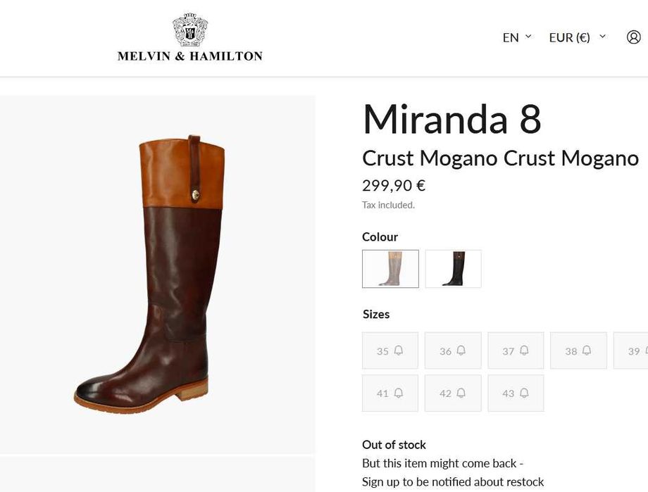 Чоботи жіночі високі  Melvin & Hamilton, 36р.