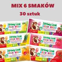 Box 6 smaków zdrowych lizaków mniam-mniam - 30 sztuk