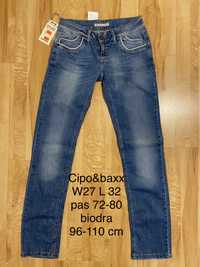 Cipo & baxx W27 L32 damskie spodnie skinny jeansy dżinsy niebieskie no