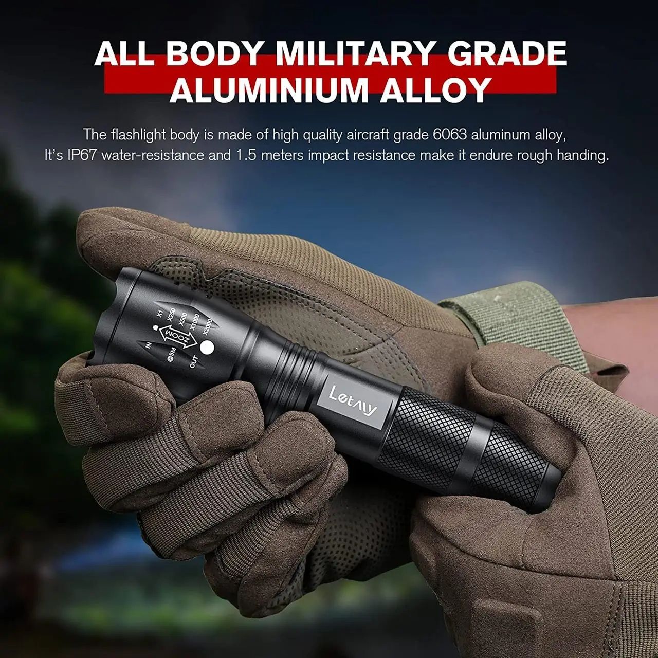 Тактический фонарь ручной (1 шт) LETMY LED Tactical Flashlight S2000 P
