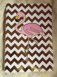Caderno A4 Flamingo - Rosa e Dourado