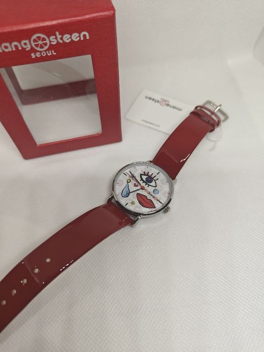 Relógio Vermelho Mangosteen Seoul - Novo com Caixa