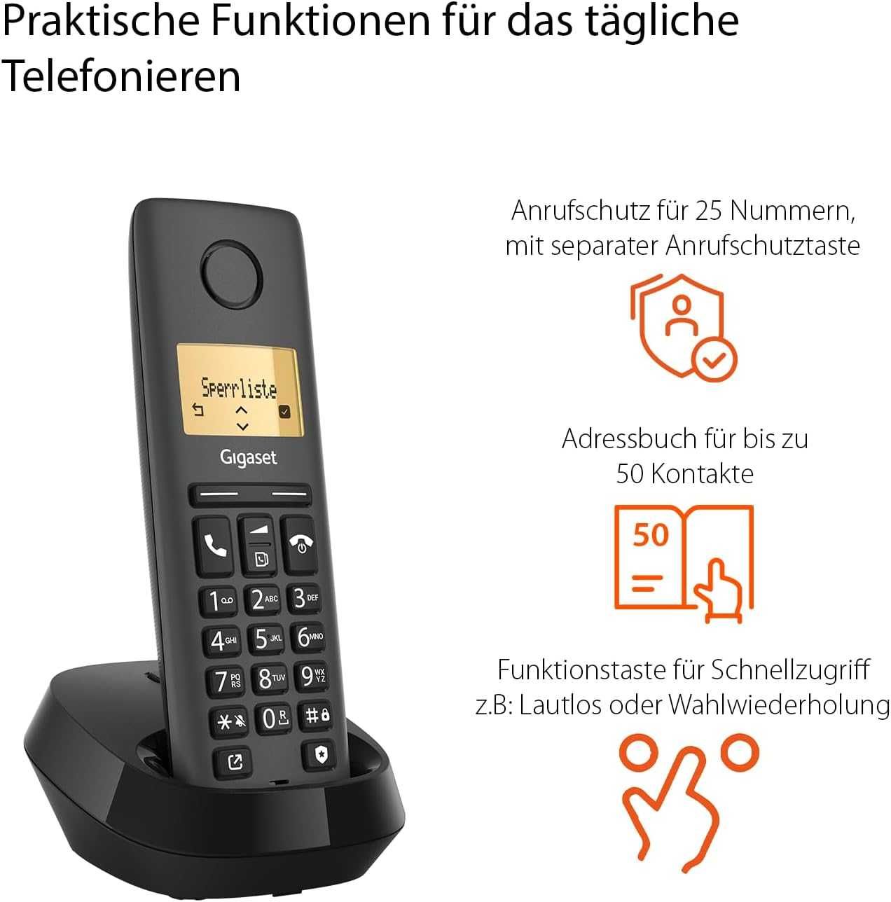Gigaset Pure 120 Telefon bezprzewodowy stacjonarny menu język PL