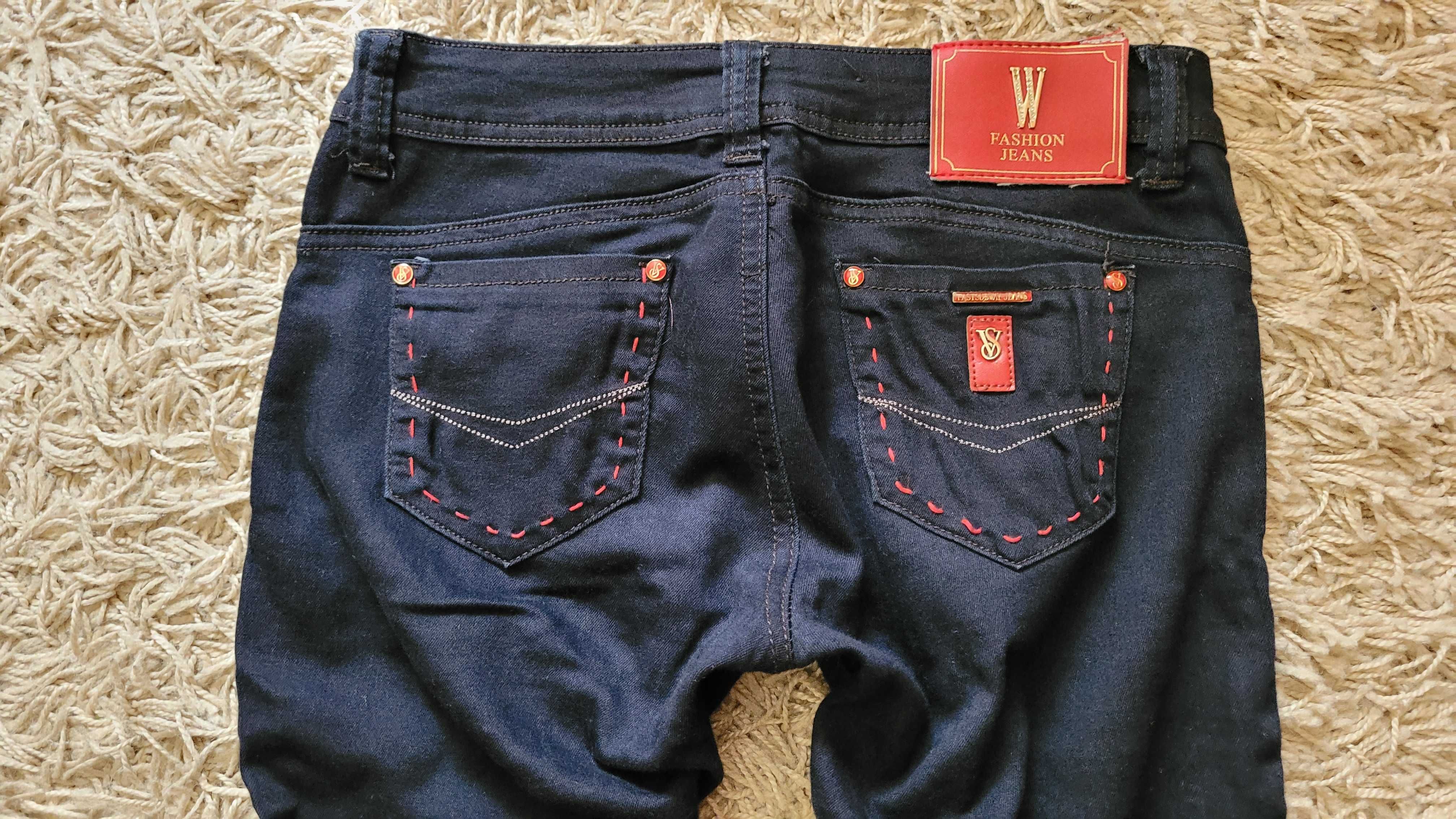 Jeansy 28 skinny b.ciemny granat zwężane 36/38