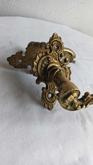 Stary komplet do drzwi - kłami + szyldy . Mosiądz