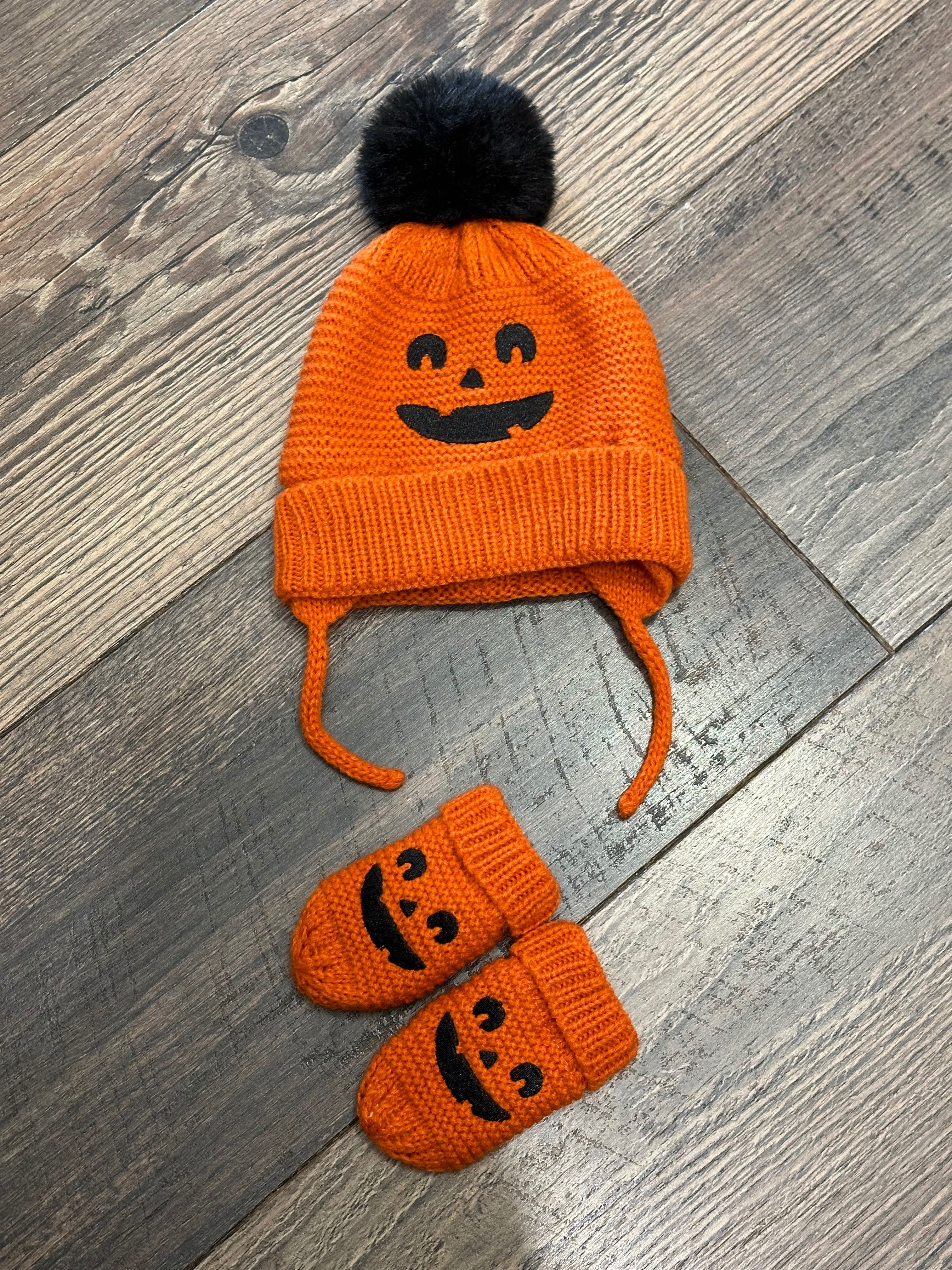 Komplet czapka i rękawiczki Halloween 0-6 m-cy