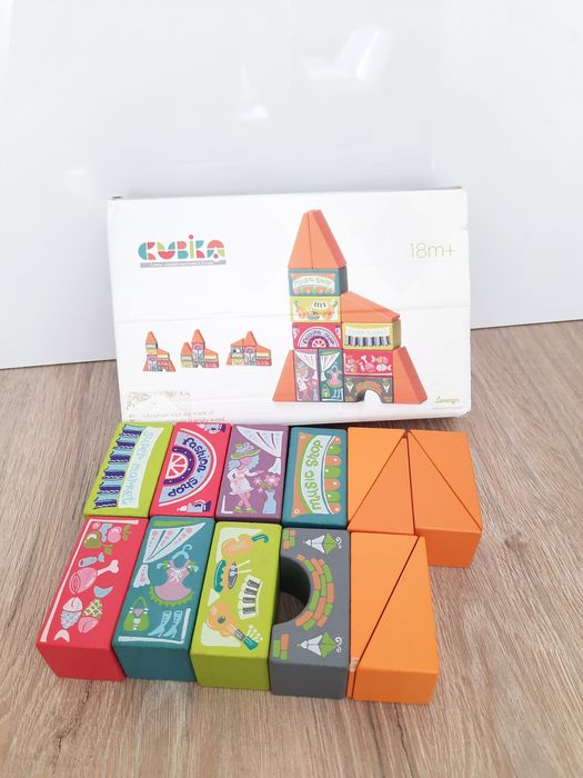 Дерев'яний конструктор Cubica. 14 деталей.