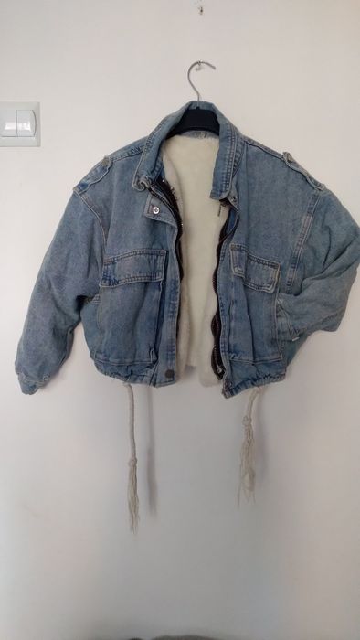 Jeansowa kurtka na grubej podpiec miś - Yoyo. S