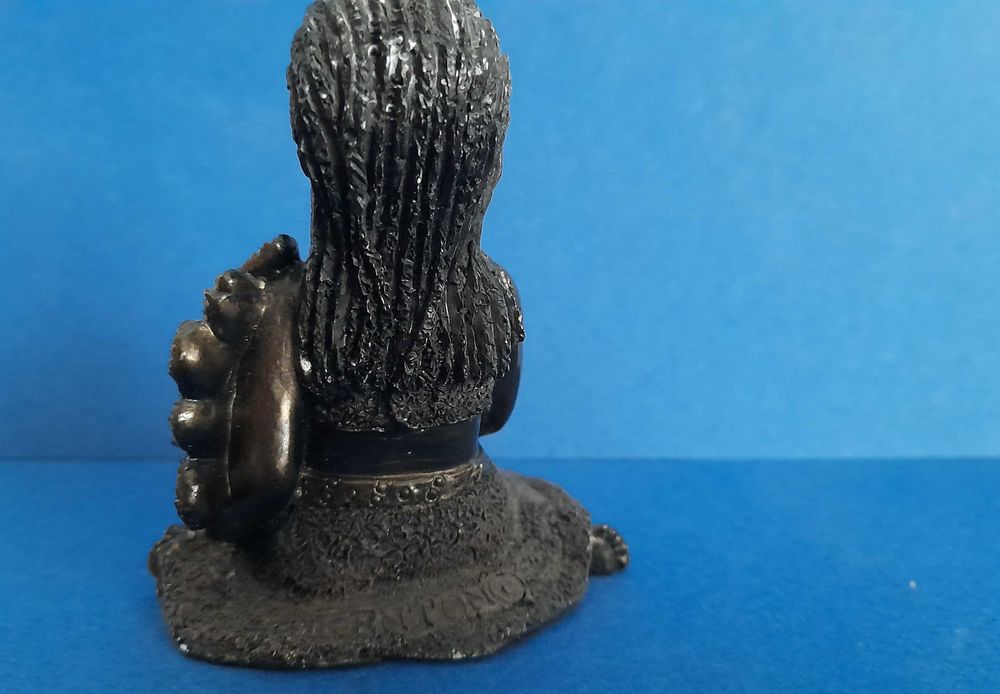 Retro Vintage Mała Rzeźba Afrykańska Figura z Maską. Afryka