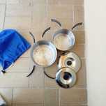 conjunto marmitas camping, caminhada, randonnée, treck