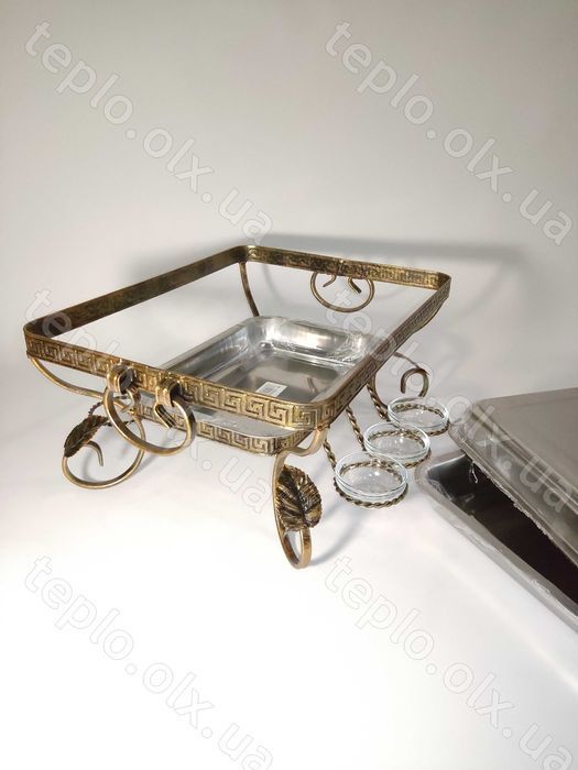 Садж ФАРАОН прямокутний 45*35см для шашлику, 6 соусниць + щипці