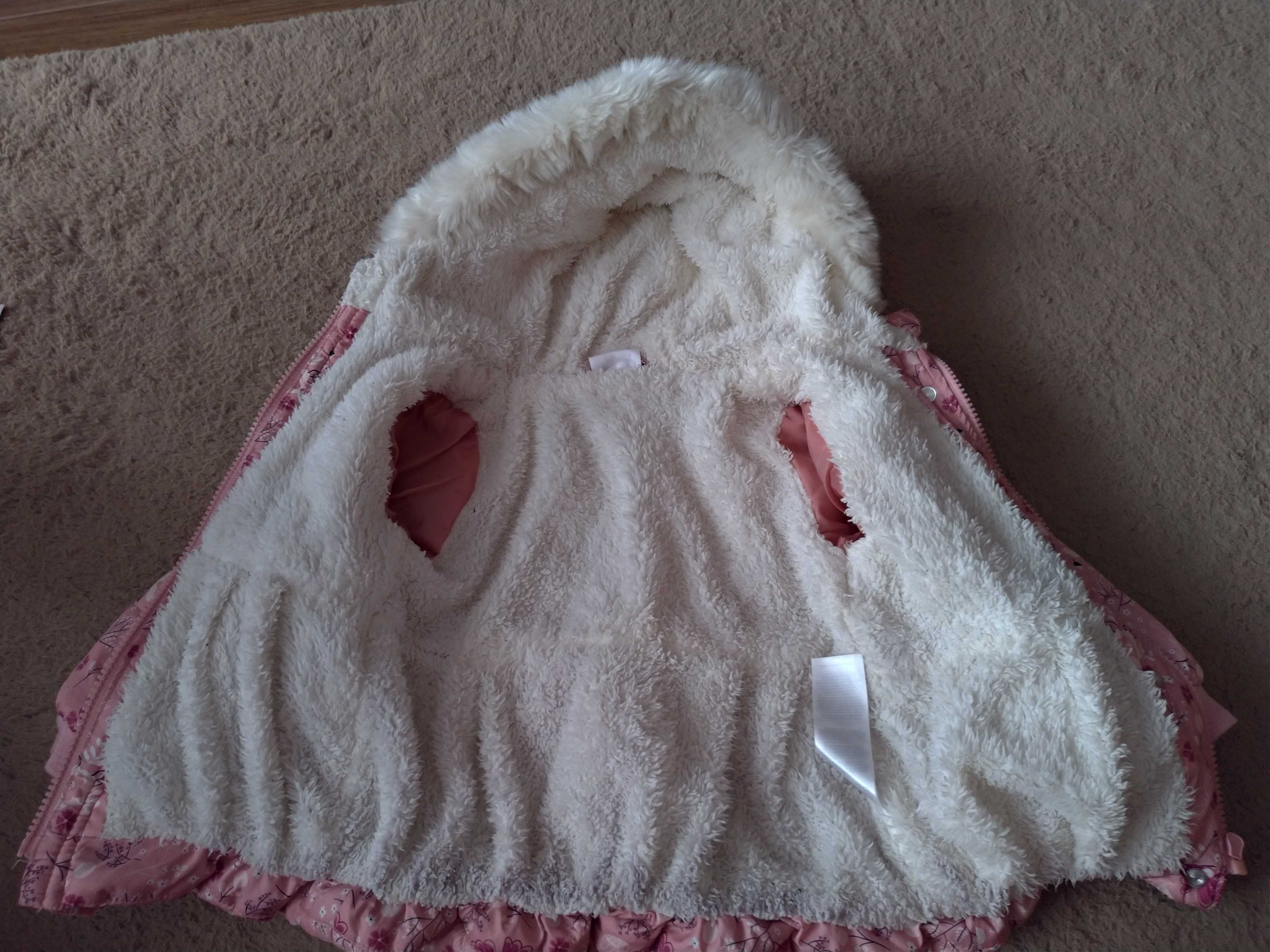 Ciepła różowa kurtka zimowa dla dziewczynki 86 cm (12-18msc)