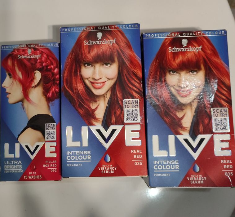 Farby do włosów Schwarzkopf LIVE – odcień czerwieni
Sprzedam zestaw 3