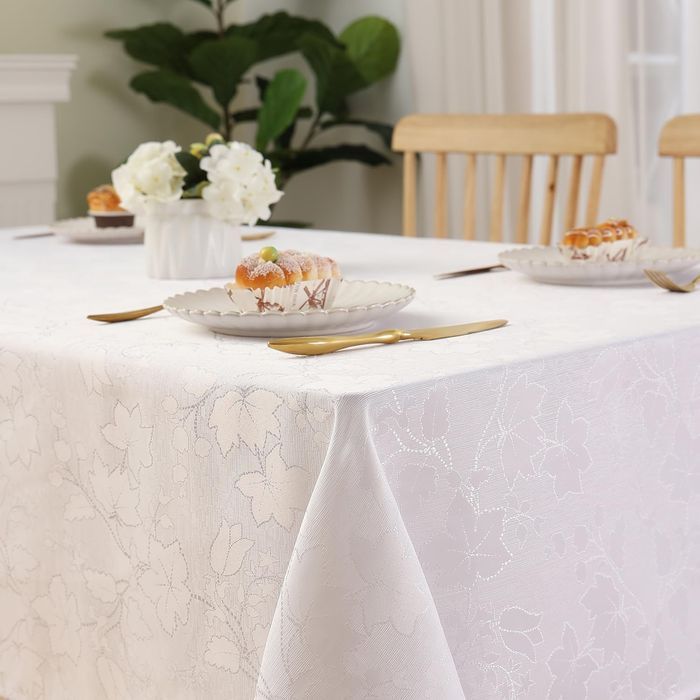 Smiry Obrus Wodoodporny Zmywalny 140 x 140 cm Ozdobny Duży Biały