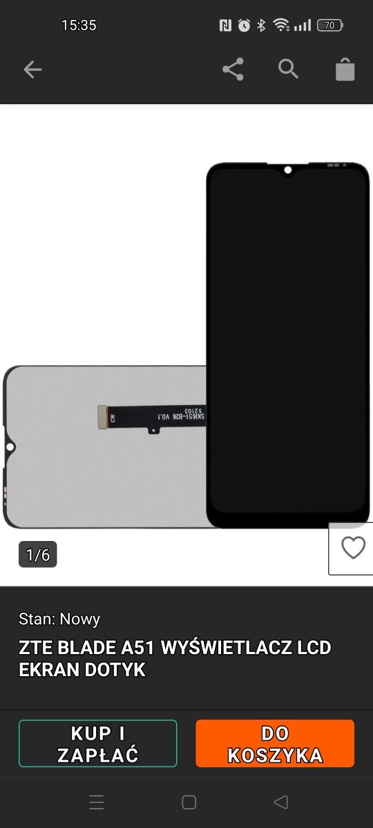 ZTE BLADE A51 wyświetlacz LCD ekran dotyk