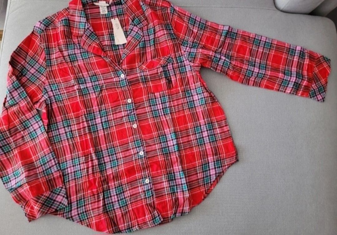 VICTORIA'S SECRET oryginalna z USA pizama flanelowa czerwona krata S
