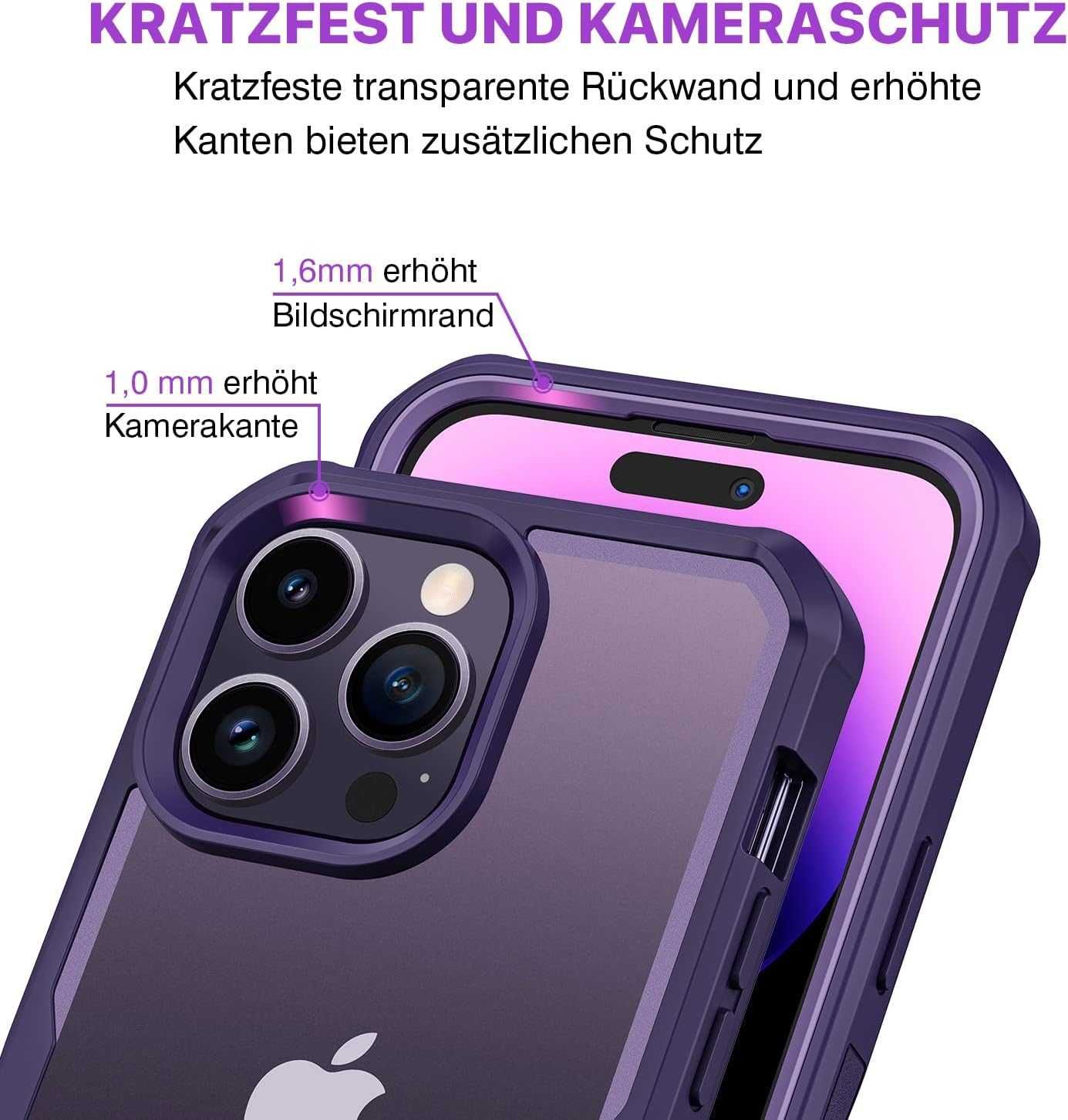 CENHUFO etui 360 iPhone 14 Pro Max 1x szkło filtr prywatyzujący fiolet