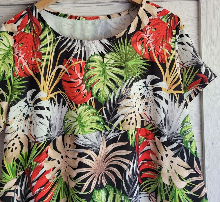 Śliczna włoska sukienka print kwiatowy 2XL 3XL