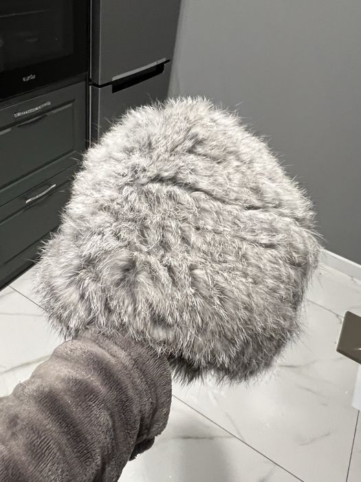 Шапка вязаная кролик мех