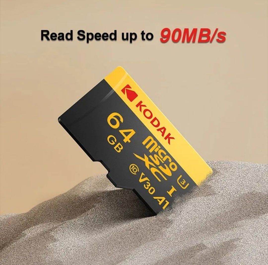 Новая карта памяти kodak 64gb 10class, xc u3, v30