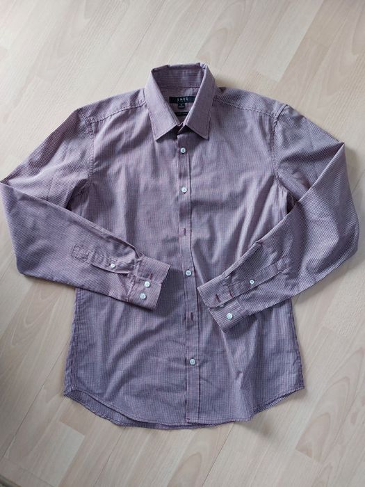 Męska koszula w drobną kratę,  Smog, slim fit M