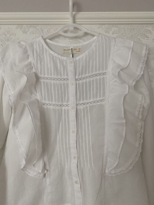 Zara biała koszula falbany 10 lat , Nowa