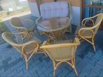 Zestaw meble ogrodowe rattan tarasowe sofa stół 4 krzesła