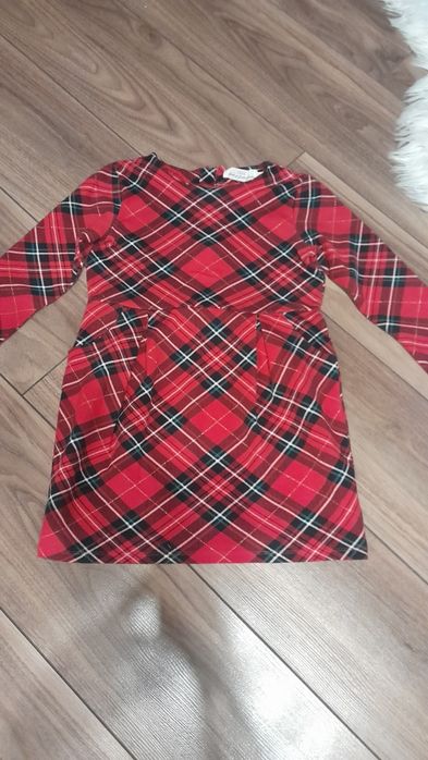 Sukienka świąteczna  w kratę H&M 120/128 6-7 lat