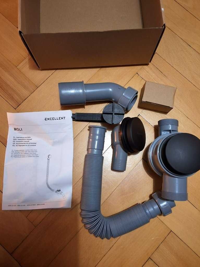 syfon wannowy Excellent Moli korek klik - klak czarny mat