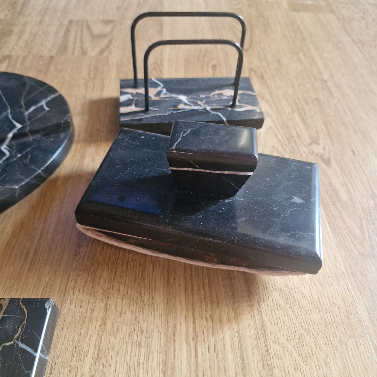 Art Deco komplet GARNITUR na BIURKO ANTYK kałamarz bibularz llistownik