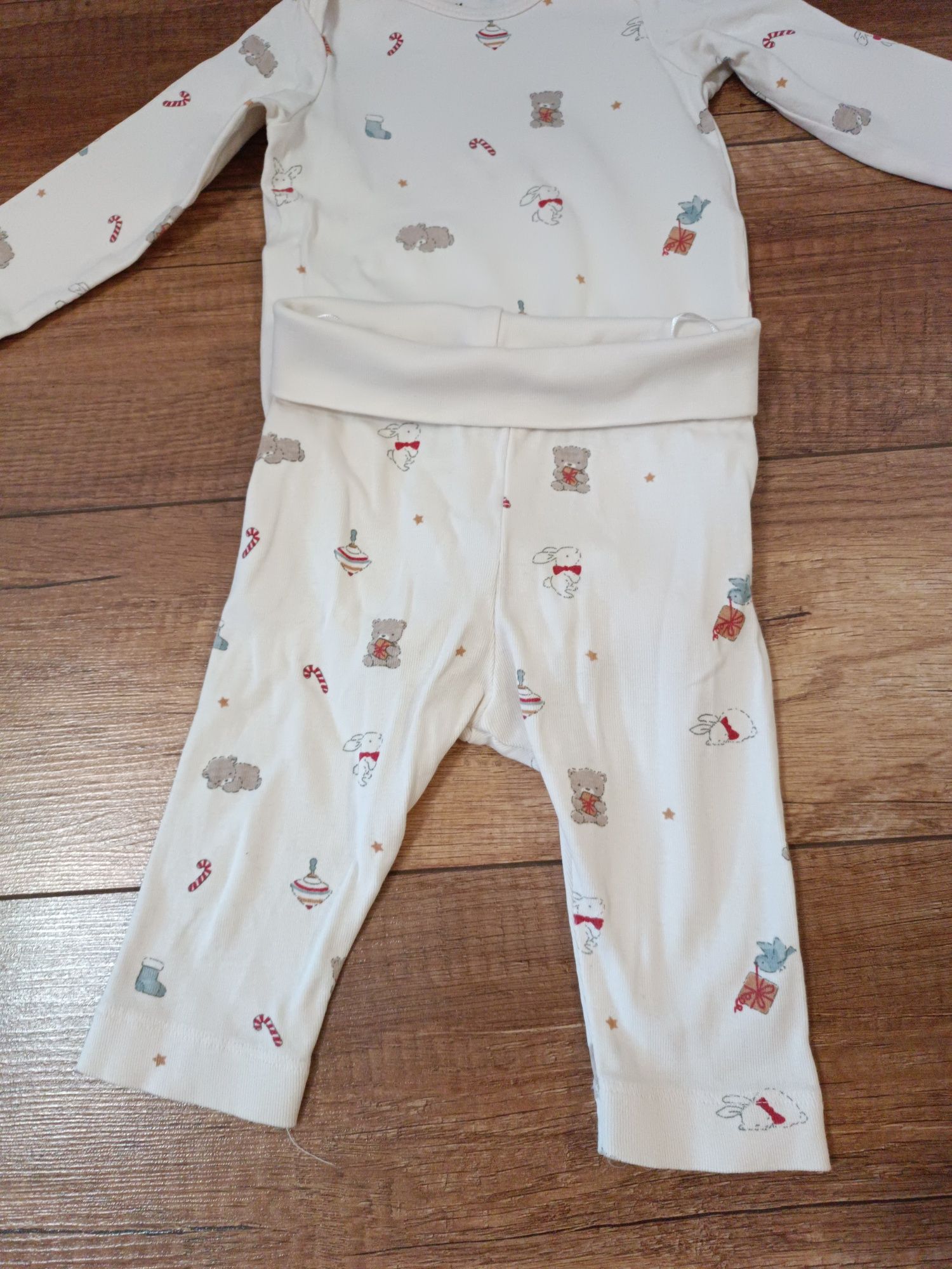 Białe Body świąteczne legginsy H&M 68 - komplet 2 szt