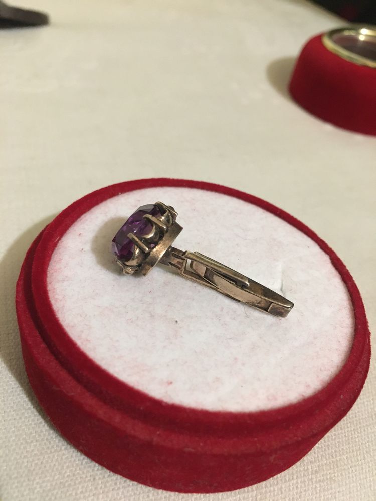 Серебряная запонка СССР 875 пробы Александрит