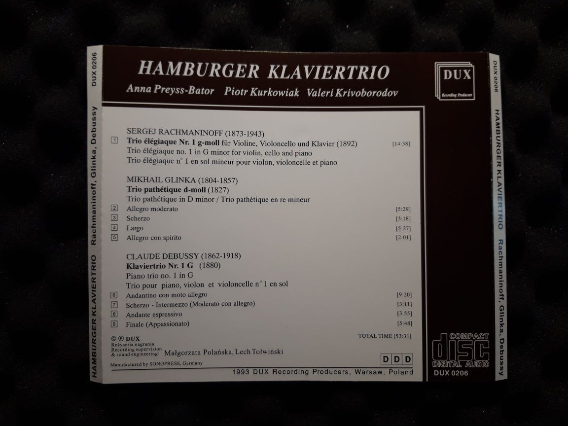 Hamburger Klaviertrio – Rachmaninoff, Glinka, Debussy (CD, 1993)