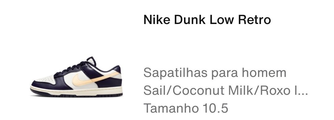 Sapatilhas nike dunk low 44,5 fatura e comprovativo nike