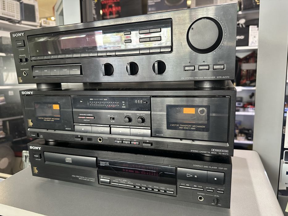 Zestaw audio Sony deck tc-w370, cd cdp-291 , amplituner str-av570