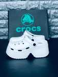 Кроски белые танкетка / Crocs Высокая подошва / Crocs высокие /