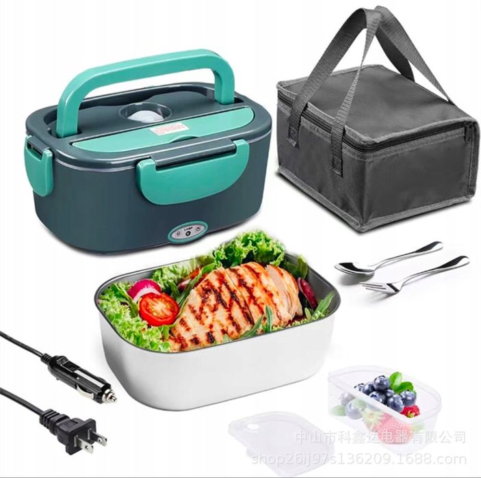 dwukomorowy elektryczny lunch box podgrzewacz obiad 230/12/24v + torba