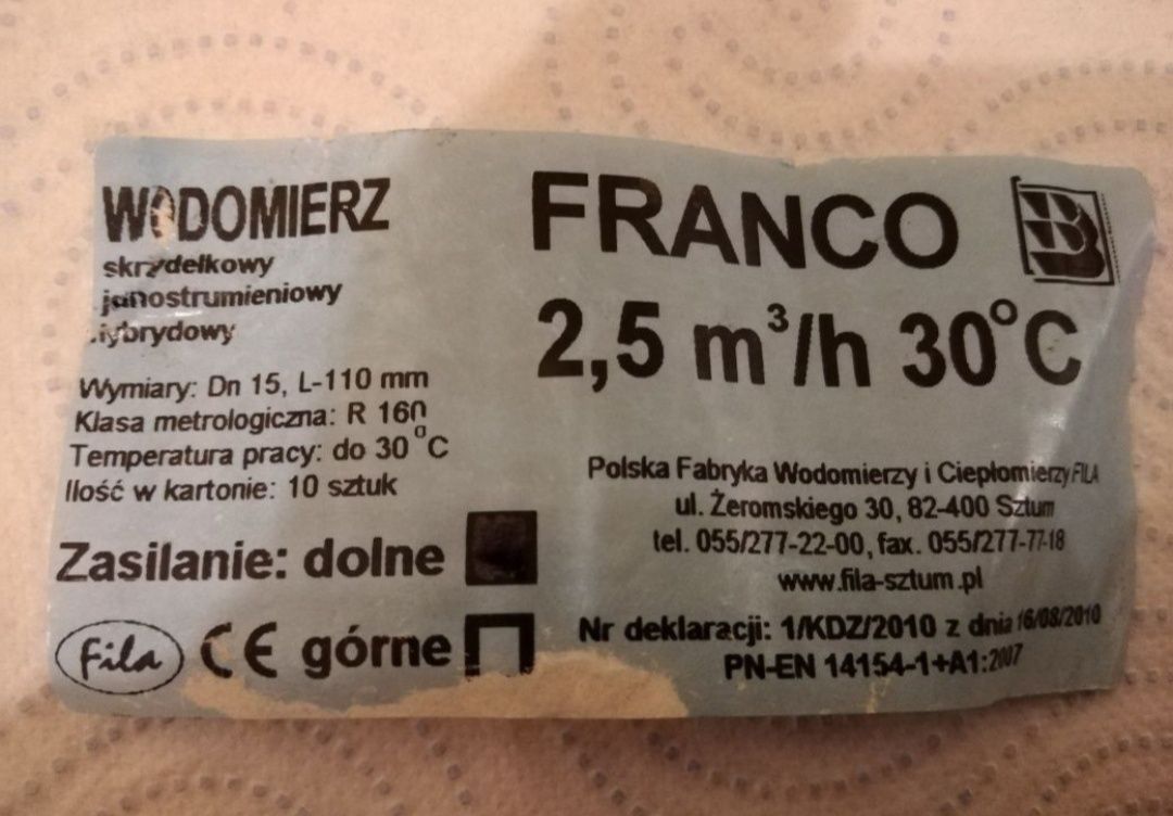 Fila Franco. Licznik wody, wodomierz. Okazja!!! Polecam!!!