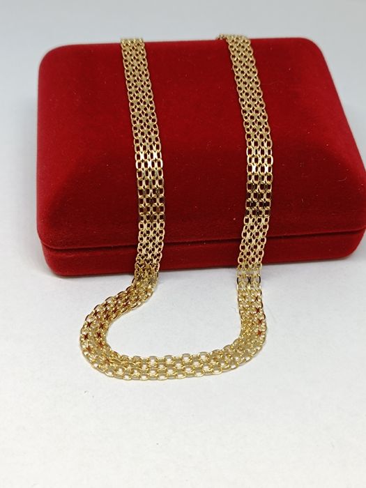Złoty łańcuszek splot Bismark pełny długość 50cm, złoto próby 585