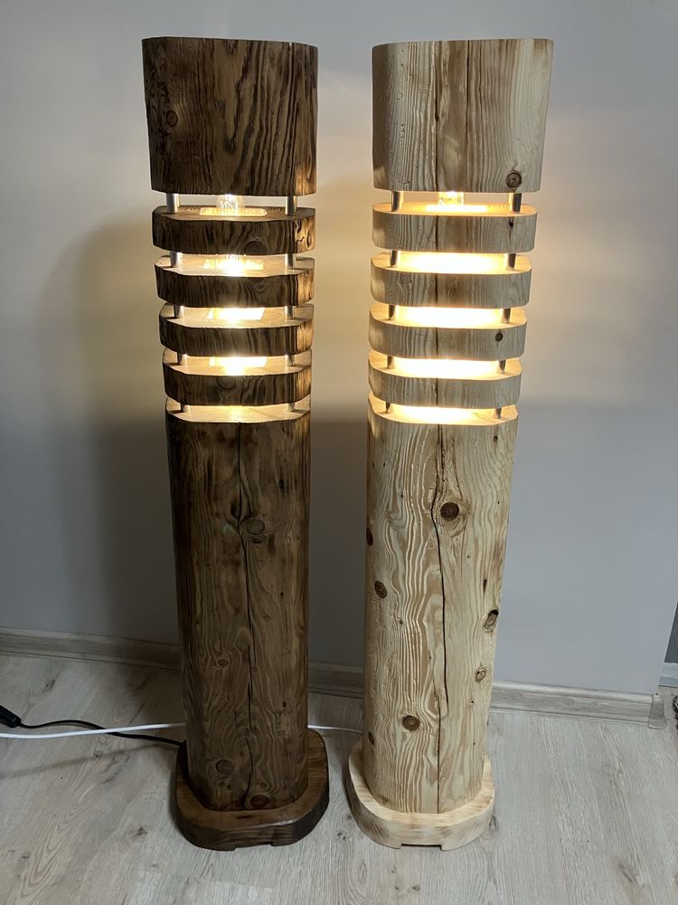 Lampa stojąca podłogowa drewniana