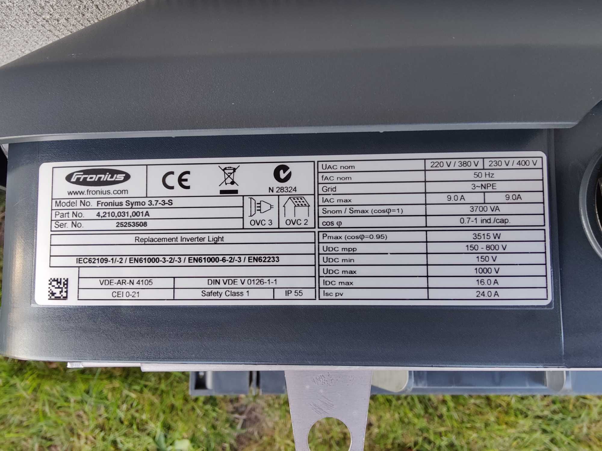 Falownik Fronius SYMO 3.7, panele fotowoltaiczne, instalacja PV