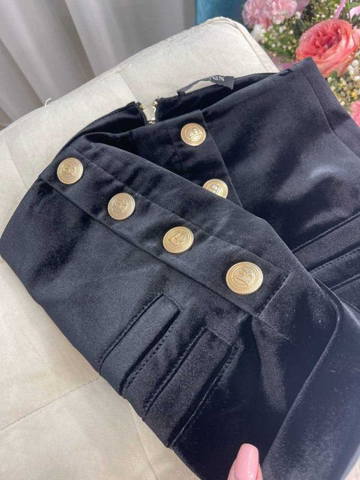 Женские велюровые черные шорты в стиле Balmain Жіночі шорти чорні S