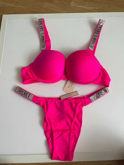 komplet bielizny victoria's secret neo pink v5 new 85B