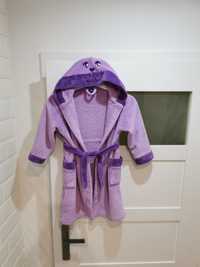 Śliczny fioletowy szlafrok kąpielowy dla dziewczynki 98 104