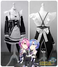 Cosplay Rem Ram Re: Zero Anime rozm. S Nowy