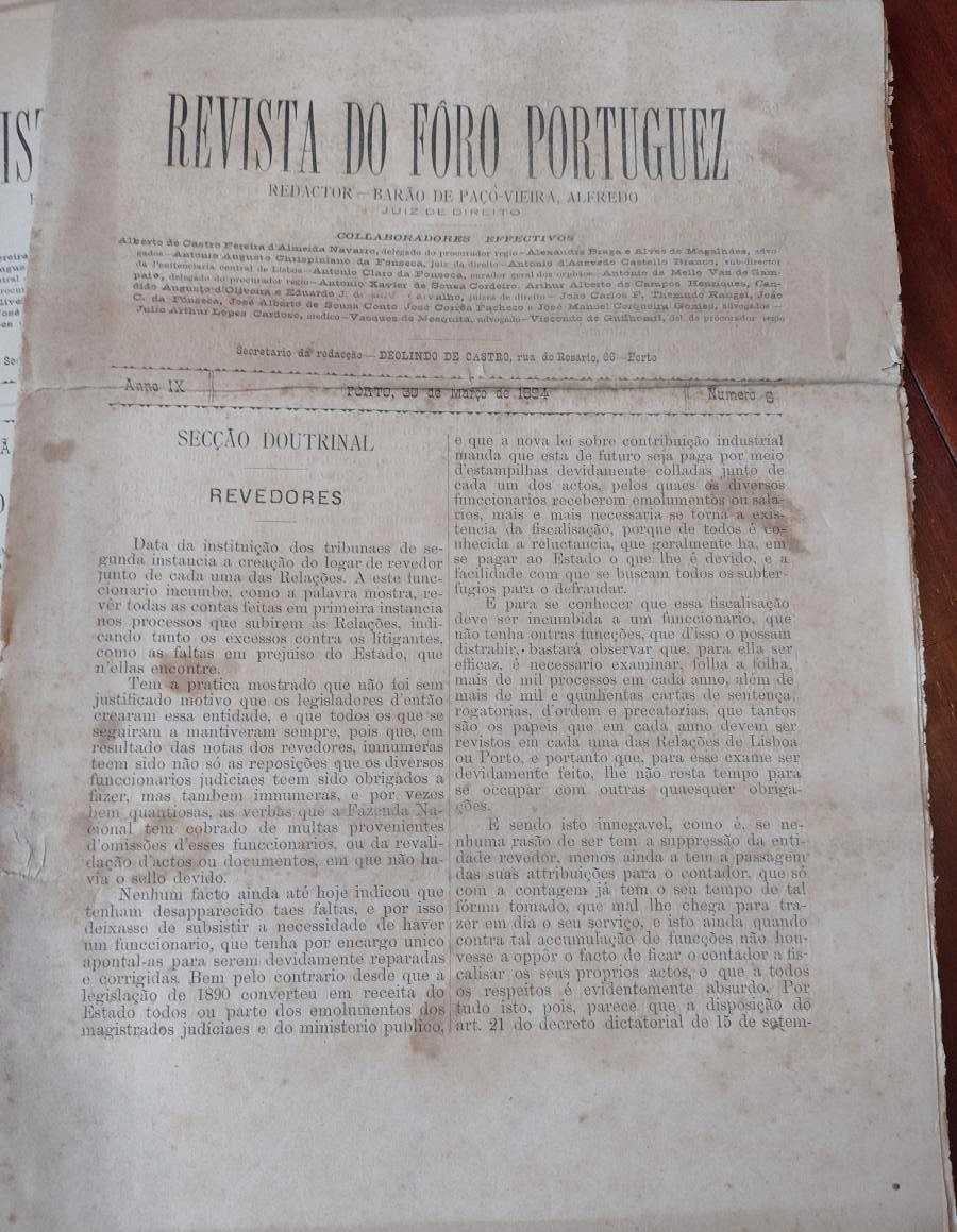 Revista do Foro Portuguez 1894 - 5 unidades diferentes