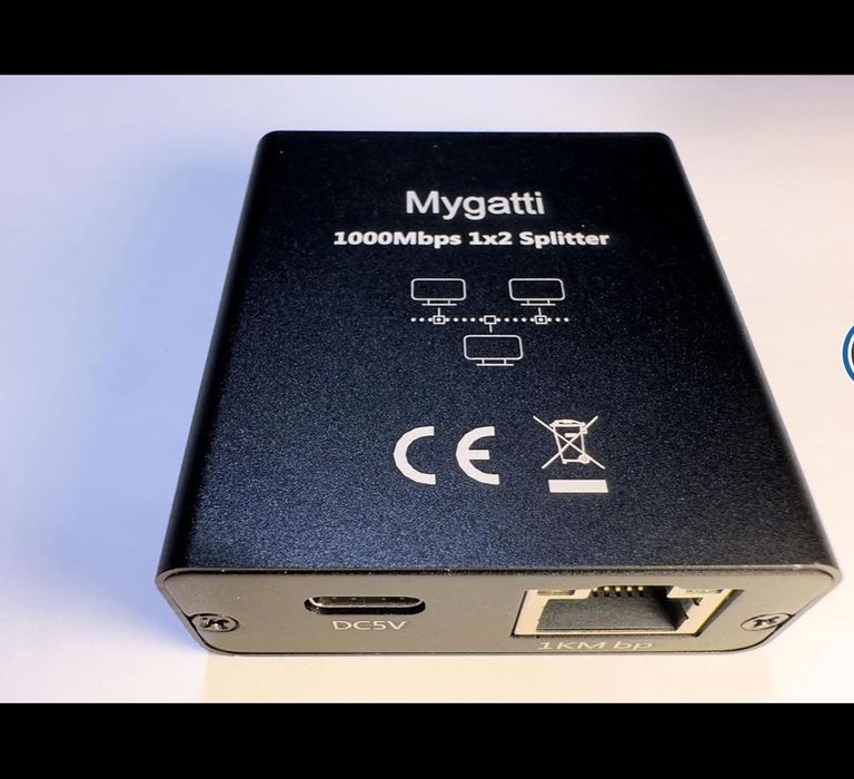 Adapter rozdzielacz mini Switch splitter LAN Ethernet RJ45 2xUSB-C 1Gb